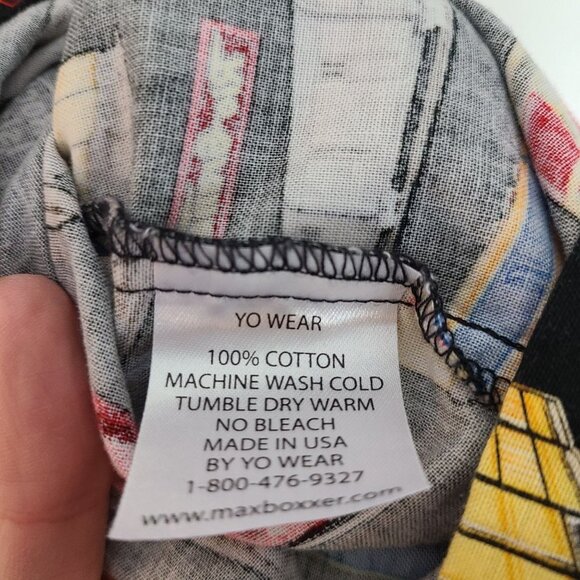 Max Boxxer Mens L Black Train Print Short Sleeves Cotton Button Up Shirt Pocket - Picture 7 of 8